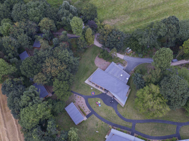 Aerial view of woodland site