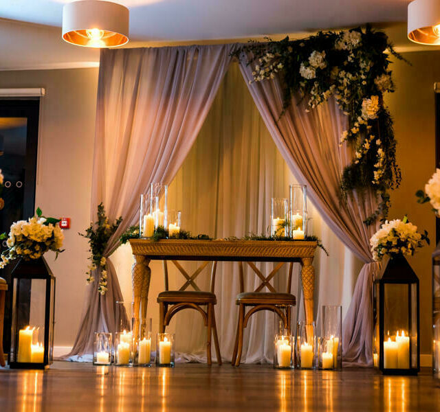 Wedding setting with warm lighting